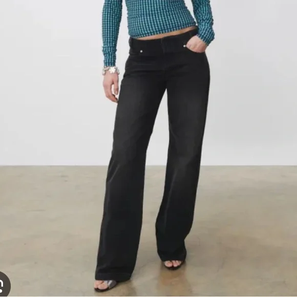 NWT Peachy Den The Jenn Jeans Tobacco black low rise trendy y2k sexy size large - Picture 1 of 11